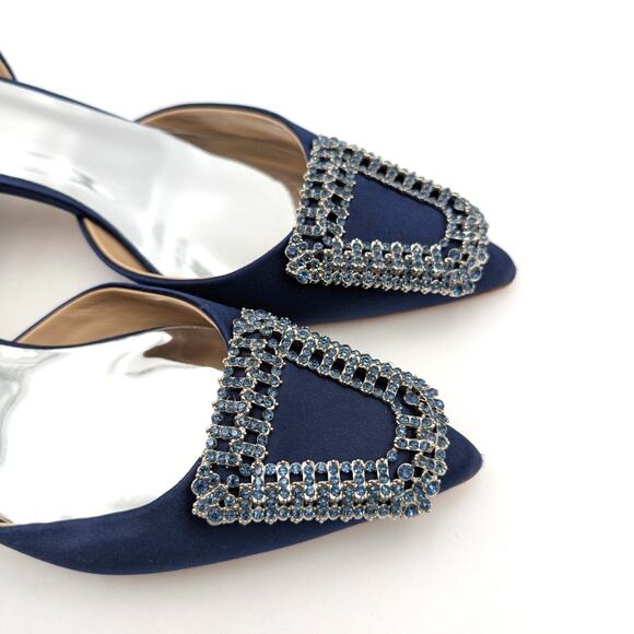 Badgley Mischka Emmie Pointed Toe Slingback Pumps Midnight Size US8.5 EU39 - Picture 9 of 11